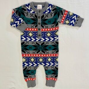 Hanna Andersson Holiday Romper Boys 6-12M 70 cm Winter Festival Sweater Knit